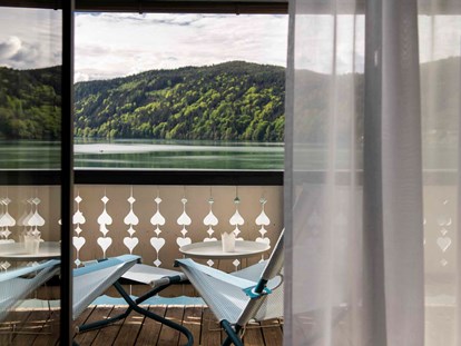 Luxusurlaub - Saunalandschaft: finnische Sauna - Kärnten - Den Millstätter See direkt vom Balkon aus genießen - Seeglück Hotel Forelle