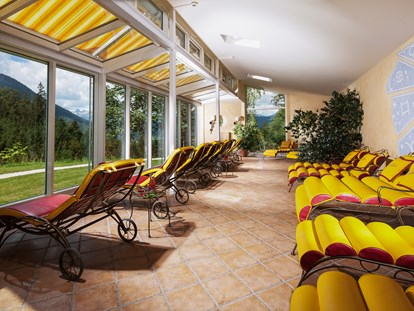 Luxusurlaub - Saunalandschaft: Aromasauna - Kössen - Sonnenpavillon - Alm- & Wellnesshotel Alpenhof****s