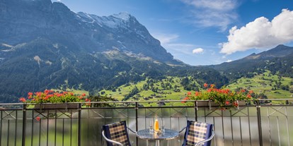 Luxusurlaub - Umgebungsschwerpunkt: Berg - Melchsee-Frutt - Balkon mit Blick auf den Eiger, Hotel Belvedere Grindelwald - Belvedere Swiss Quality Hotel Grindelwald