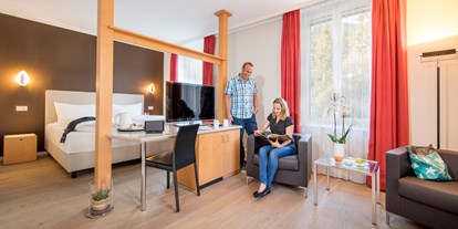 Luxusurlaub - Saunalandschaft: finnische Sauna - Deluxe Doppelzimmer, Hotel Belvedere Grindelwald - Belvedere Swiss Quality Hotel Grindelwald