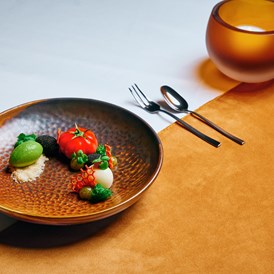 Luxushotel: Dessert: Tomate Mozzarella Süß - 5-Sterne Wellness- & Sporthotel Jagdhof