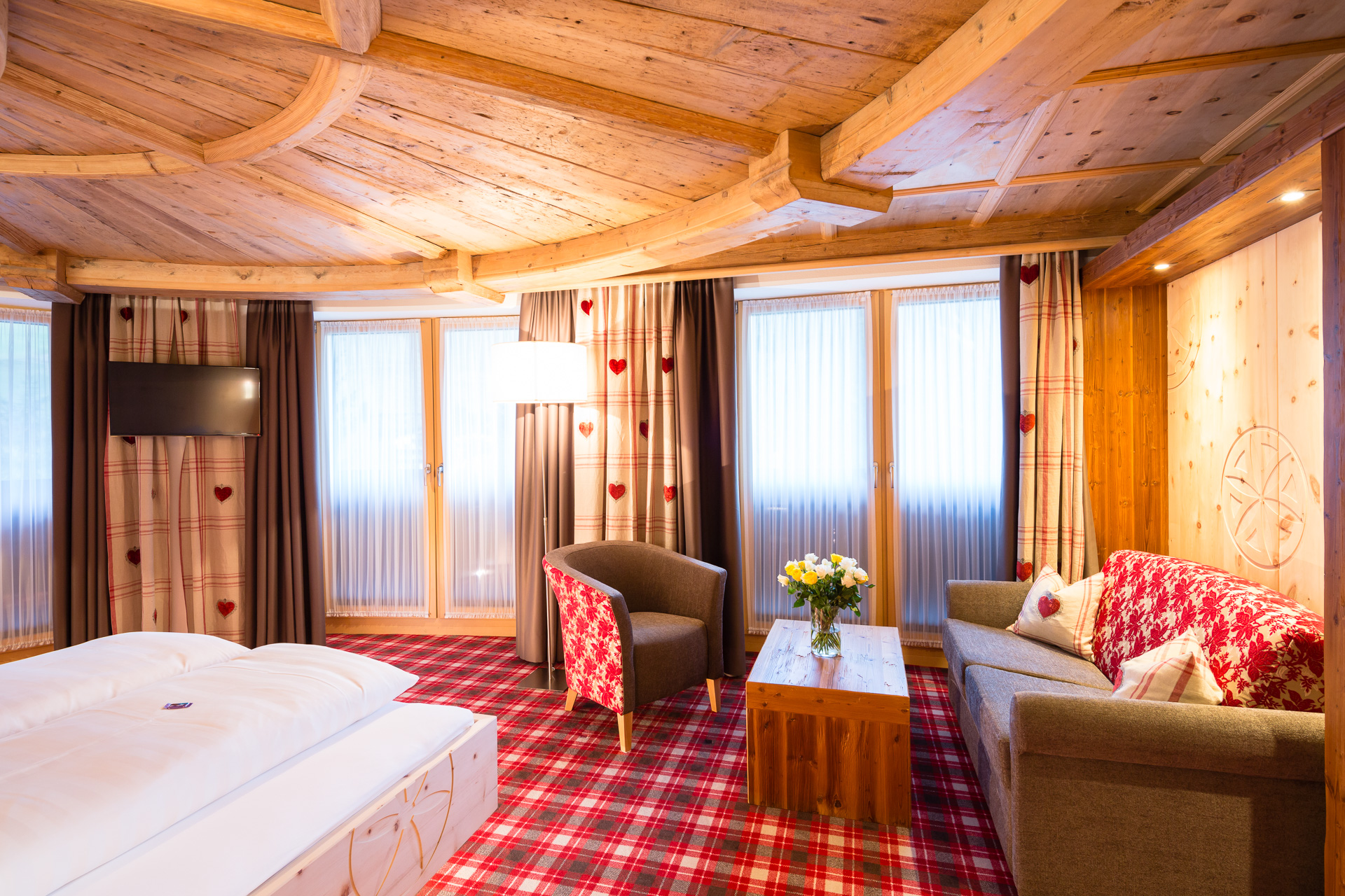 Luxusurlaub - Tirol - Doppelzimmer Schneerose im Hotel Solaria Ischgl Zirbenholz  - Hotel Solaria