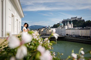 Luxushotel: Hotel Sacher Salzburg, Blick auf den Fluss - Hotel Sacher Salzburg