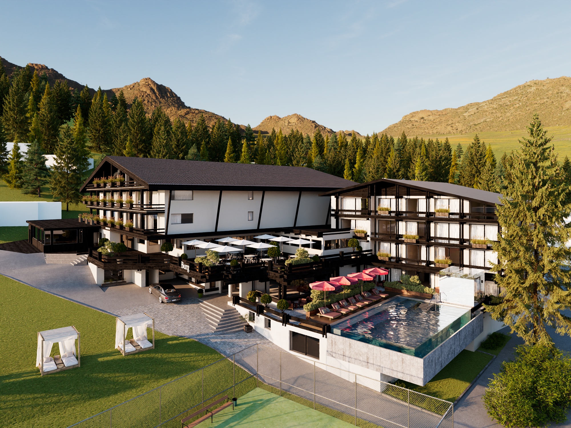 Luxushotel: Burg Hotel Lech am Arlberg Außenansicht  - Burg Hotel Lech am Arlberg