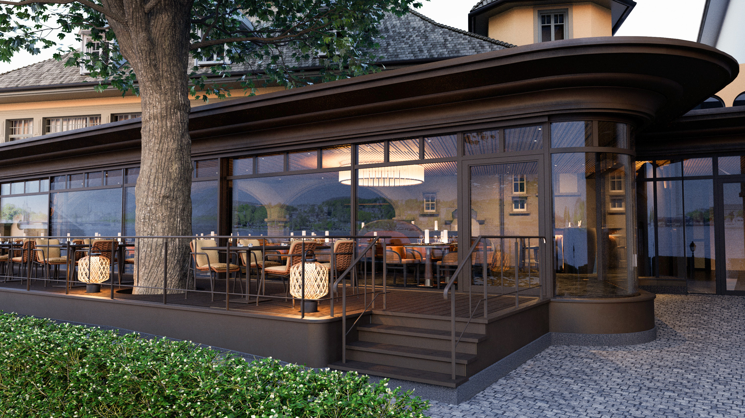 Luxushotel: Pavillon Restaurant und Bar - Sonne - Boutiquehotel und Seerestaurants 